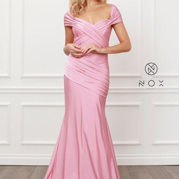 PLEATED SWEETHEART NECKLINE OFF SHOULDERS MERMAID Evening Formal GOWN NX - Picture 6 of 6